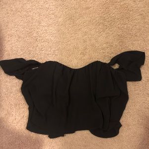 Black crop blouse